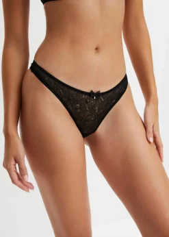 bonprix Wäsche·Dessous|Wäsche·Höschen^String aus edler Spitze (3er Pack) schwarz