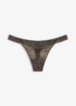 bonprix Wäsche·Dessous|Wäsche·Höschen^String aus Spitze granitgrau