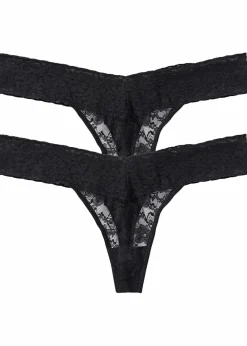 bonprix Wäsche·Dessous|Wäsche·Höschen^String aus Spitze (2er Pack) schwarz+schwarz