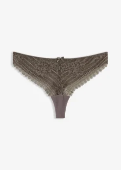bonprix Wäsche·Dessous|Wäsche·Höschen^String aus zarter Spitze (2er Pack) granitgrau