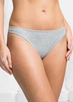 bonprix Höschen|Baumwollunterwäsche^String (10er Pack) blau + weiß + pink +hellgrau meliert