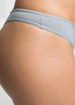 bonprix Höschen|Baumwollunterwäsche^String mit Bio-Baumwolle (6er Pack) schwarz + weiß + grau