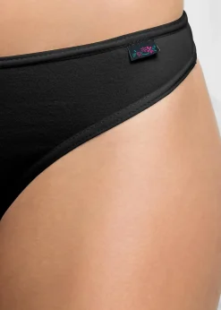 bonprix Wäsche·Basics|Wäsche·Baumwollunterwäsche^String mit Bio-Baumwolle (6er Pack) schwarz