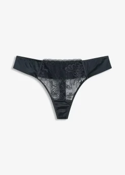 bonprix Wäsche·Dessous|Wäsche·Höschen^String mit zarter Spitze und Glanzeffekt intensivblau