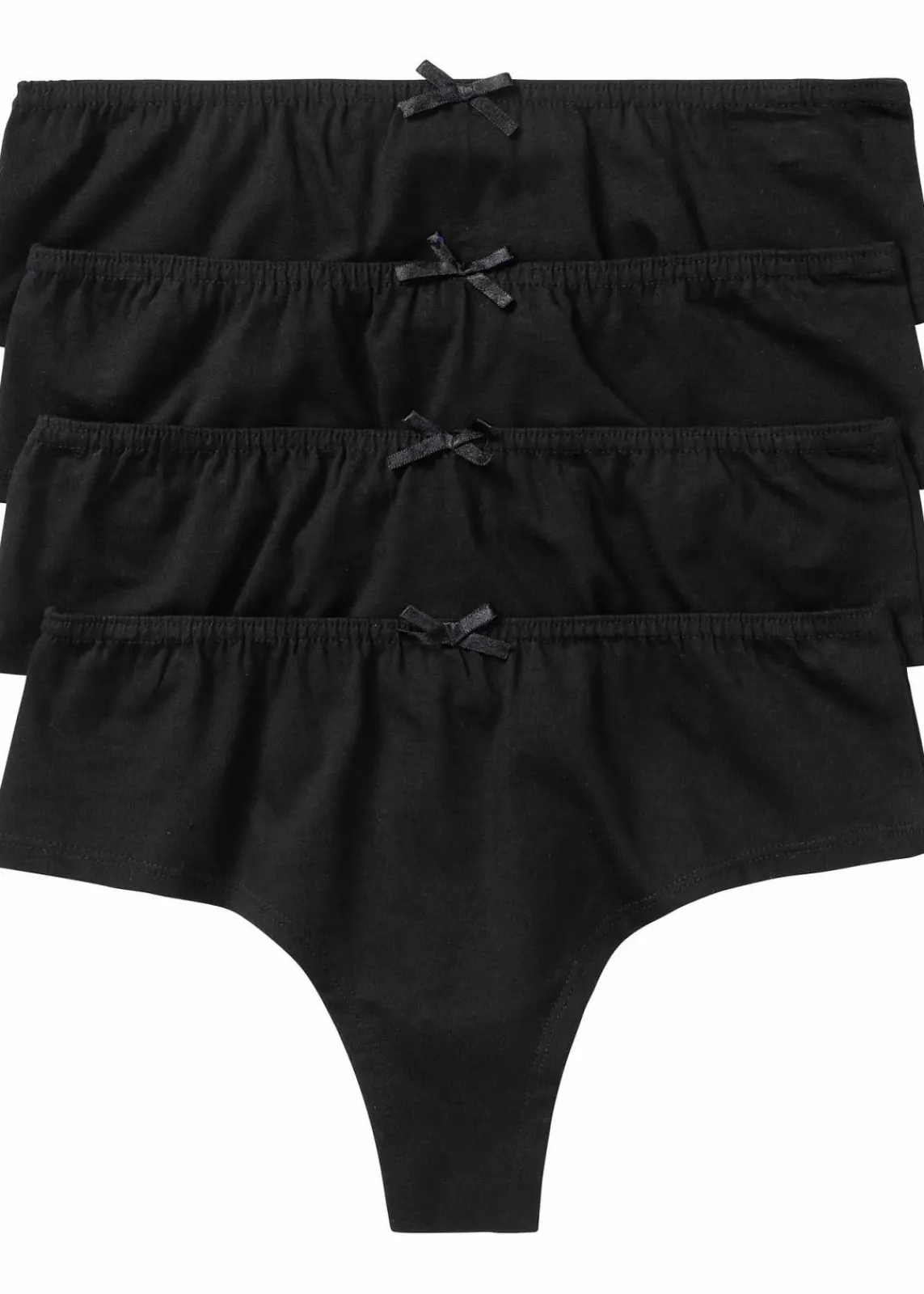 bonprix Wäsche·Baumwollunterwäsche|Wäsche·Höschen^String Panty mit komfortabler Baumwolle (4er Pack) schwarz