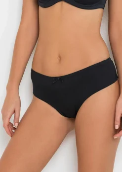 bonprix Wäsche·Baumwollunterwäsche|Wäsche·Höschen^String Panty mit komfortabler Baumwolle (4er Pack) schwarz