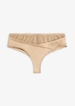 bonprix Wäsche·Dessous|Wäsche·Höschen^String Panty mit nahtloser Hinterhose saharabeige