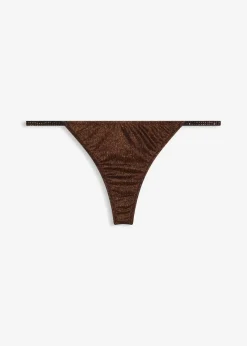 bonprix Wäsche·Dessous|Wäsche·Höschen^String Tanga aus glitzerndem Material schwarz/kupfer
