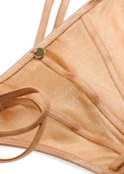 bonprix Wäsche·Dessous|Wäsche·Höschen^String Tanga aus schimmerndem Material goldbeige