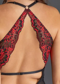 bonprix Wäsche·Erotikwäsche|Erotikwäsche^Stringbody ouvert schwarz/tiefrot