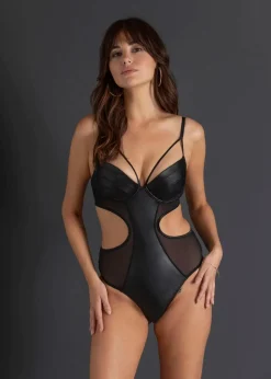 bonprix Große Cups D-H|Erotikwäsche^Stringbody ouvert mit Wetlook schwarz