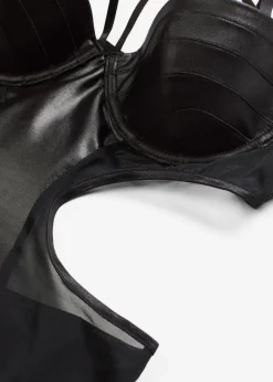 bonprix Große Cups D-H|Erotikwäsche^Stringbody ouvert mit Wetlook schwarz