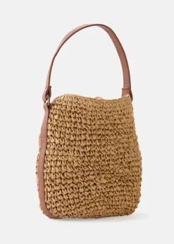 bonprix Taschen^Strohbeuteltasche natur/cognac