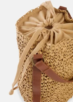 bonprix Taschen^Strohbeuteltasche natur/cognac
