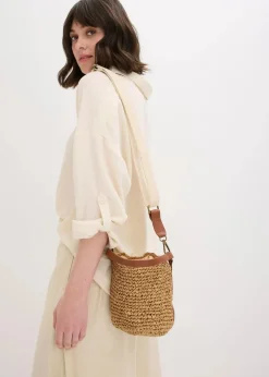 bonprix Taschen^Strohbeuteltasche natur/cognac