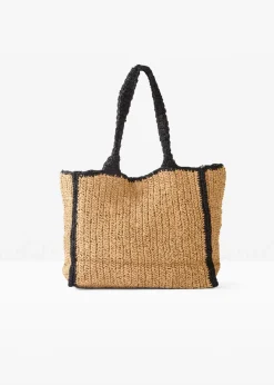 bonprix Taschen^Strohshopper natur/schwarz