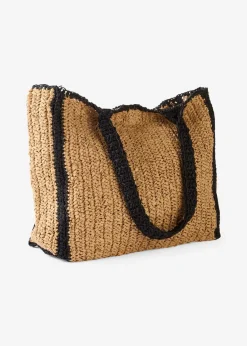 bonprix Taschen^Strohshopper natur/schwarz