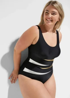bonprix Nachhaltigere Materialien|Shapewear^Strong Shape-Badeanzug mit Einsätzen schwarz gestreift