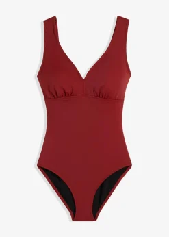 bonprix Nachhaltigere Materialien|Bademode·Badeanzüge^Strong Shape-Badeanzug mit V-Ausschnitt dunkelrot