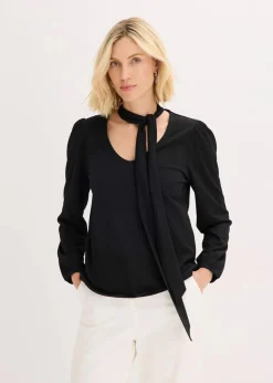 bonprix Shirts & Tops^Struktur-Shirt mit abnehmbarer Schluppe schwarz