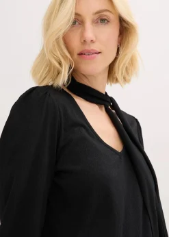 bonprix Shirts & Tops^Struktur-Shirt mit abnehmbarer Schluppe schwarz