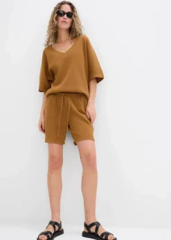 bonprix Bekleidung·Outdoorbekleidung|Bekleidung·Kleider^Strukturshorts aus reiner Baumwolle cognac braun