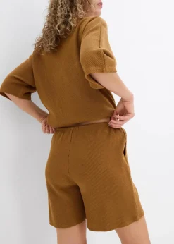 bonprix Bekleidung·Outdoorbekleidung|Bekleidung·Kleider^Strukturshorts aus reiner Baumwolle cognac braun