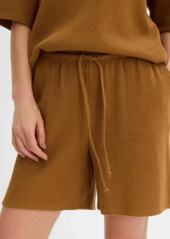 bonprix Bekleidung·Outdoorbekleidung|Bekleidung·Kleider^Strukturshorts aus reiner Baumwolle cognac braun