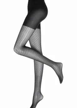 bonprix Wäsche·Socken & Strumpfhosen|Socken & Strumpfhosen^Strumpfhose 30den mit gepunktetem Netzmuster schwarz