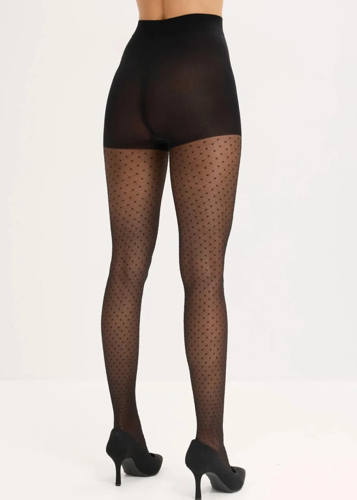 bonprix Wäsche·Socken & Strumpfhosen|Socken & Strumpfhosen^Strumpfhose 30den mit gepunktetem Netzmuster schwarz