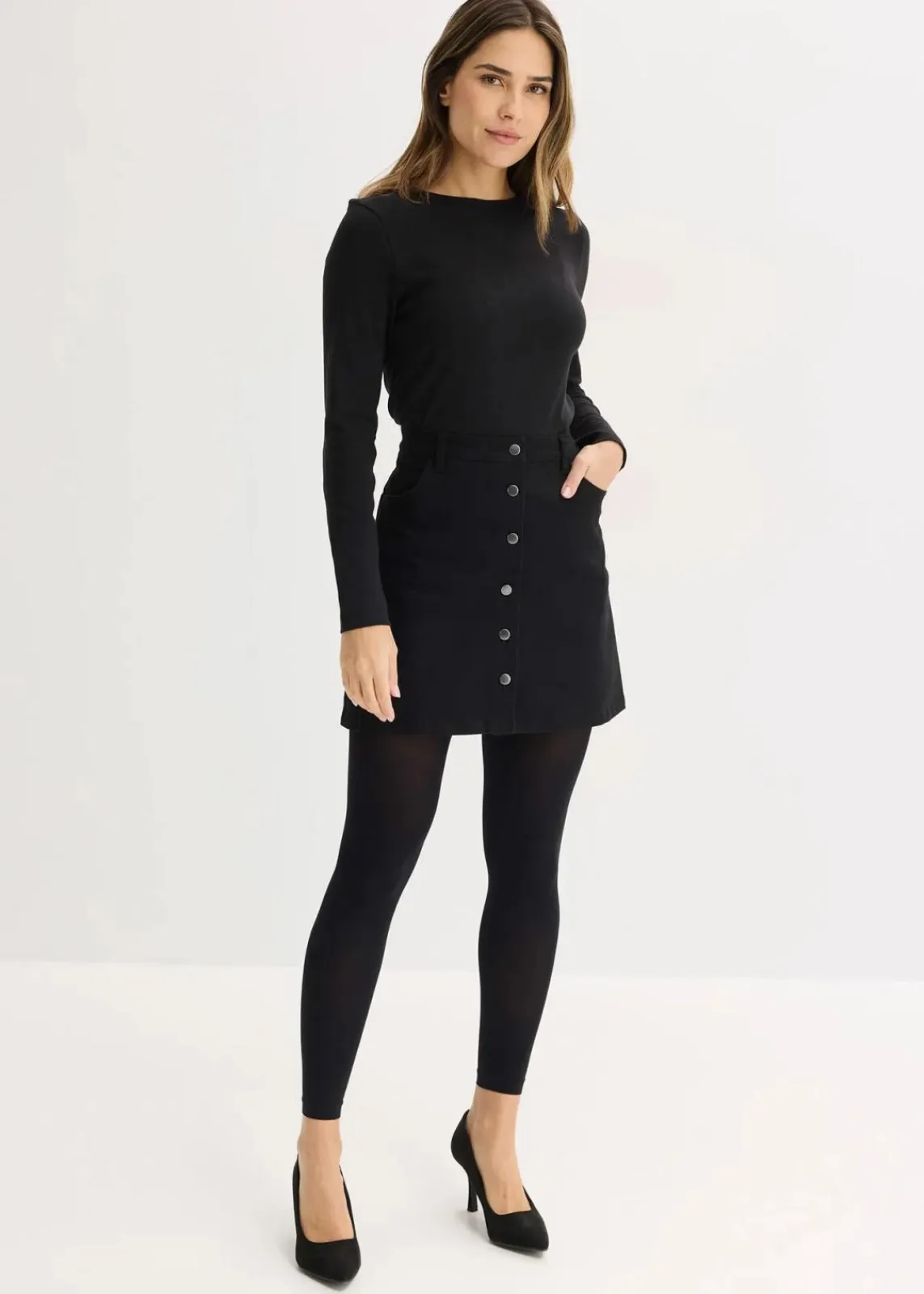 bonprix Wäsche·Socken & Strumpfhosen|Bekleidung·Kleider^Strumpfleggings mit Komfortbund 50 DEN (2er-Pack) schwarz