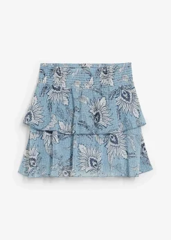 bonprix Bekleidung·Sportbekleidung|Röcke^Stufenrock aus strukturiertem Chiffon wellenblau bedruckt