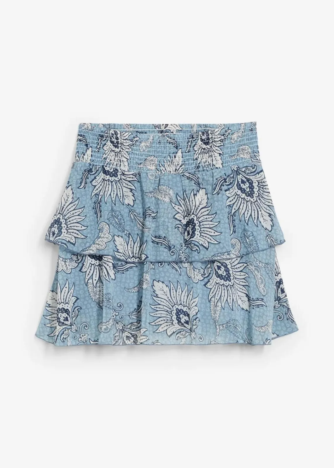 bonprix Bekleidung·Sportbekleidung|Röcke^Stufenrock aus strukturiertem Chiffon wellenblau bedruckt