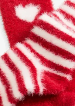 bonprix Homewear|Socken & Strumpfhosen^Super softe Kuschelsocke (2er Pack) dunkelrot/weiß gestreift + dunkelrot