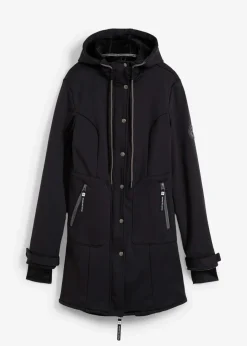 bonprix Nachhaltigere Materialien|Jacken & Mäntel^Super Stretch Softshell-Parka, wasserabweisend schwarz