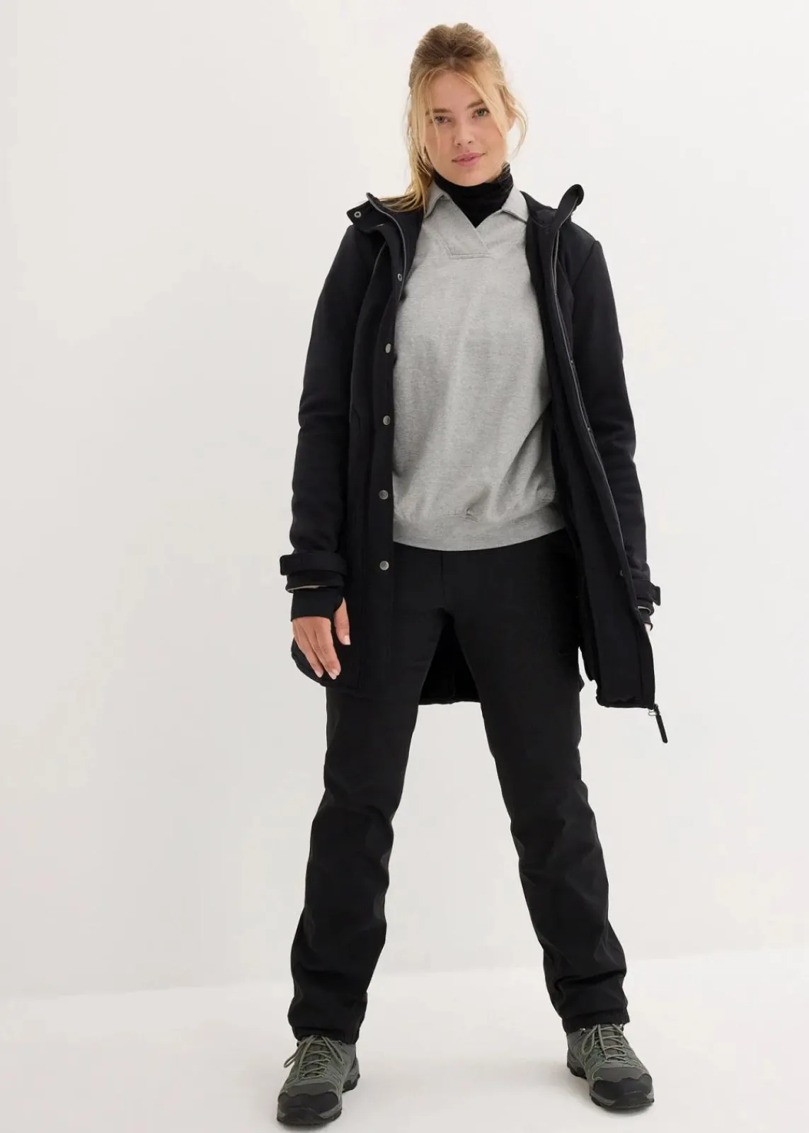 bonprix Nachhaltigere Materialien|Jacken & Mäntel^Super Stretch Softshell-Parka, wasserabweisend schwarz