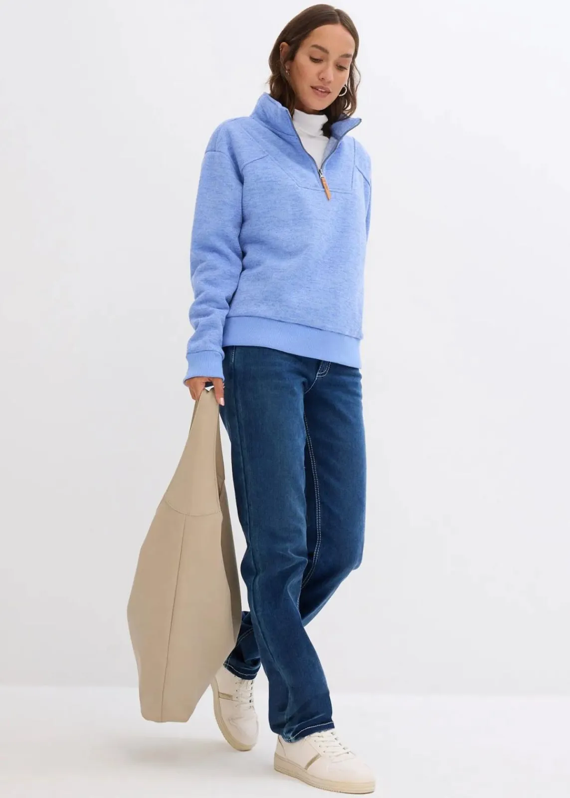 bonprix Bekleidung·Blusen & Tuniken|Sweat^Super-Kuschel Long-Sweatshirt perlblau