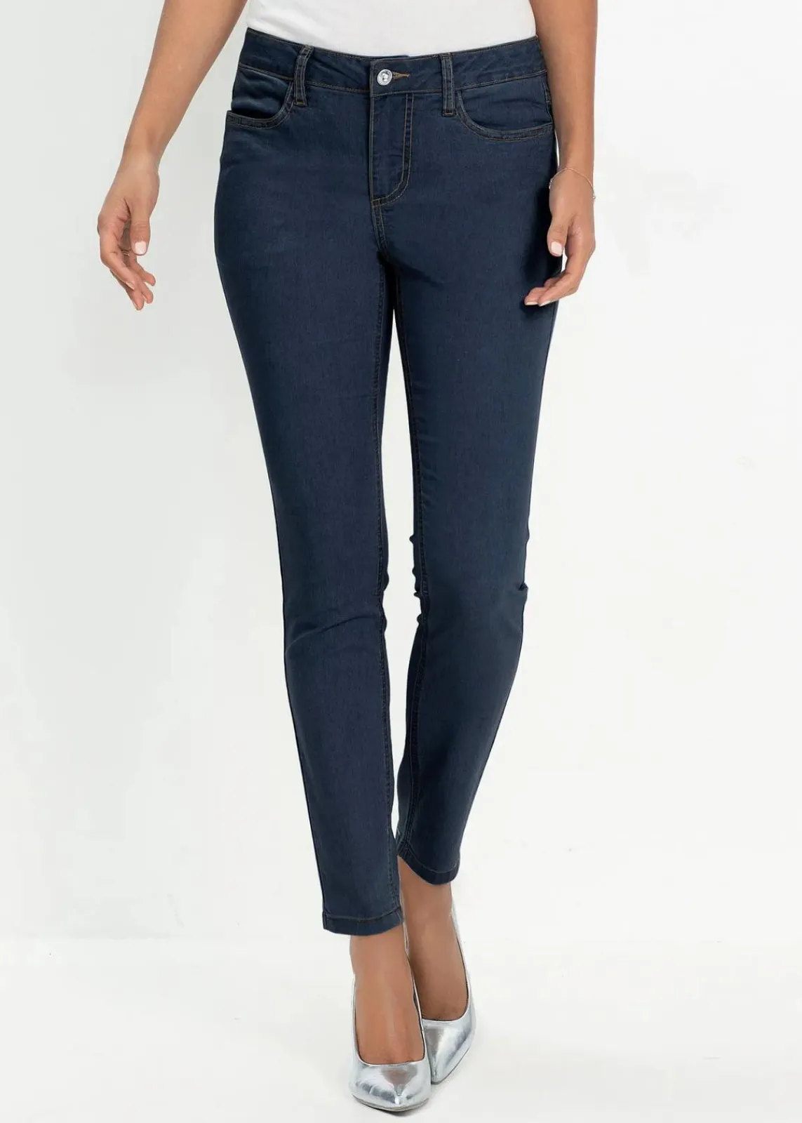 bonprix Jeans|Bekleidung·Shirts & Tops^Super-Stretch-Jeans aus leichtem Material dunkelblau denim