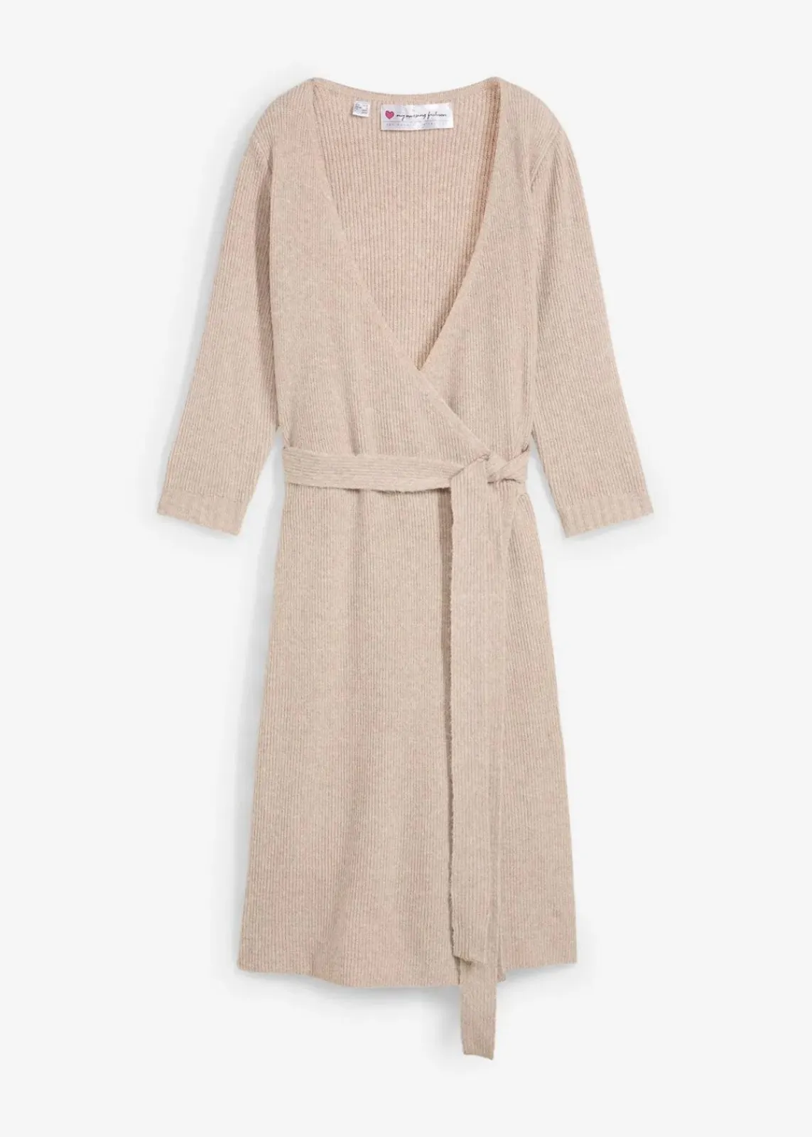 bonprix Bekleidung·Blazer|Nachhaltigere Materialien^Superweiches Umstands- und Stillstrickkleid mit 3/4 Ärmeln beige meliert