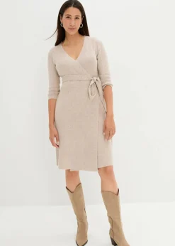 bonprix Bekleidung·Blazer|Nachhaltigere Materialien^Superweiches Umstands- und Stillstrickkleid mit 3/4 Ärmeln beige meliert