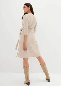 bonprix Bekleidung·Blazer|Nachhaltigere Materialien^Superweiches Umstands- und Stillstrickkleid mit 3/4 Ärmeln beige meliert