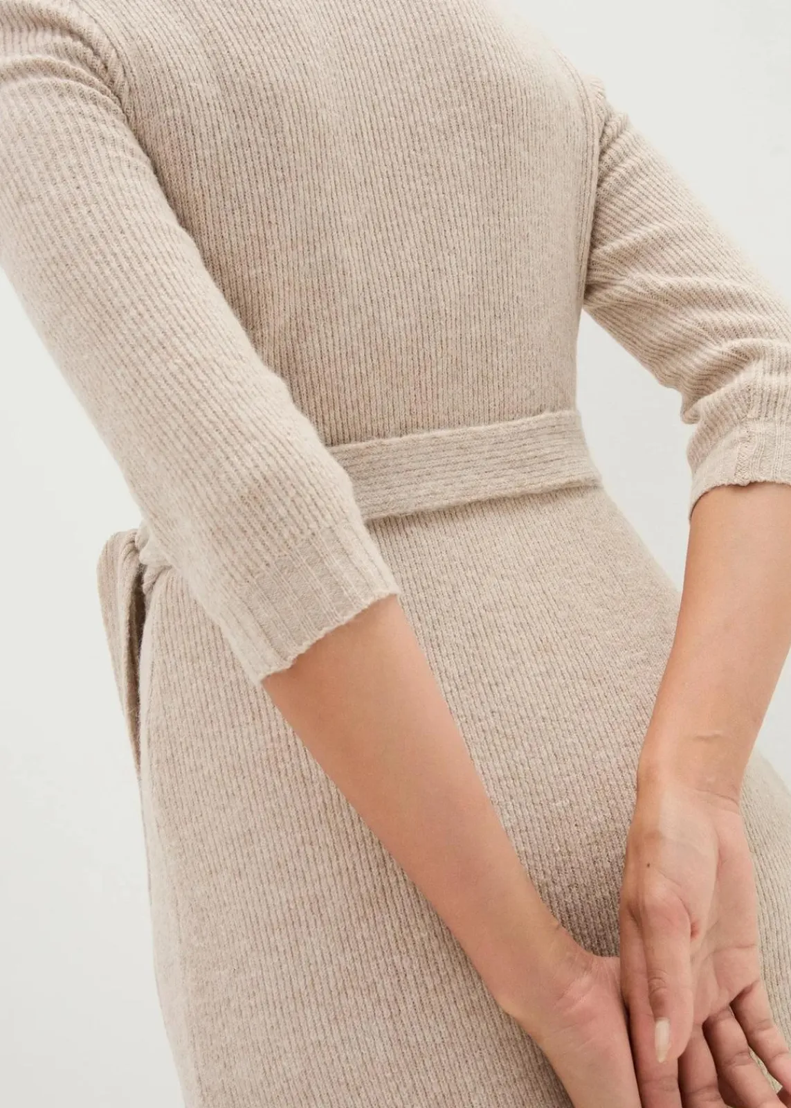 bonprix Bekleidung·Blazer|Nachhaltigere Materialien^Superweiches Umstands- und Stillstrickkleid mit 3/4 Ärmeln beige meliert