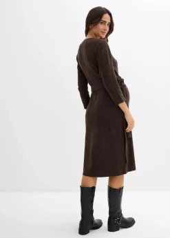 bonprix Nachhaltigere Materialien|Bekleidung·Blazer^Superweiches Umstands- und Stillstrickkleid mit 3/4 Ärmeln braun meliert