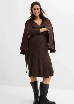 bonprix Nachhaltigere Materialien|Bekleidung·Blazer^Superweiches Umstands- und Stillstrickkleid mit 3/4 Ärmeln braun meliert