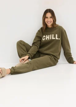 bonprix Wäsche·Homewear|Wäsche·Nachtwäsche^Sweat Hausanzug dunkeloliv