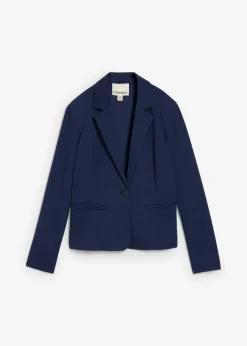 bonprix Sweat|Blazer^Sweatblazer mit fließender Viskose dunkelblau