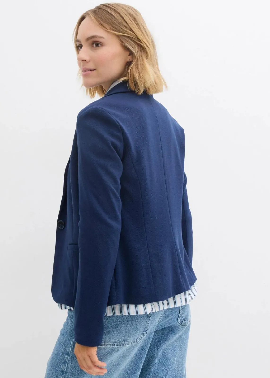bonprix Sweat|Blazer^Sweatblazer mit fließender Viskose dunkelblau