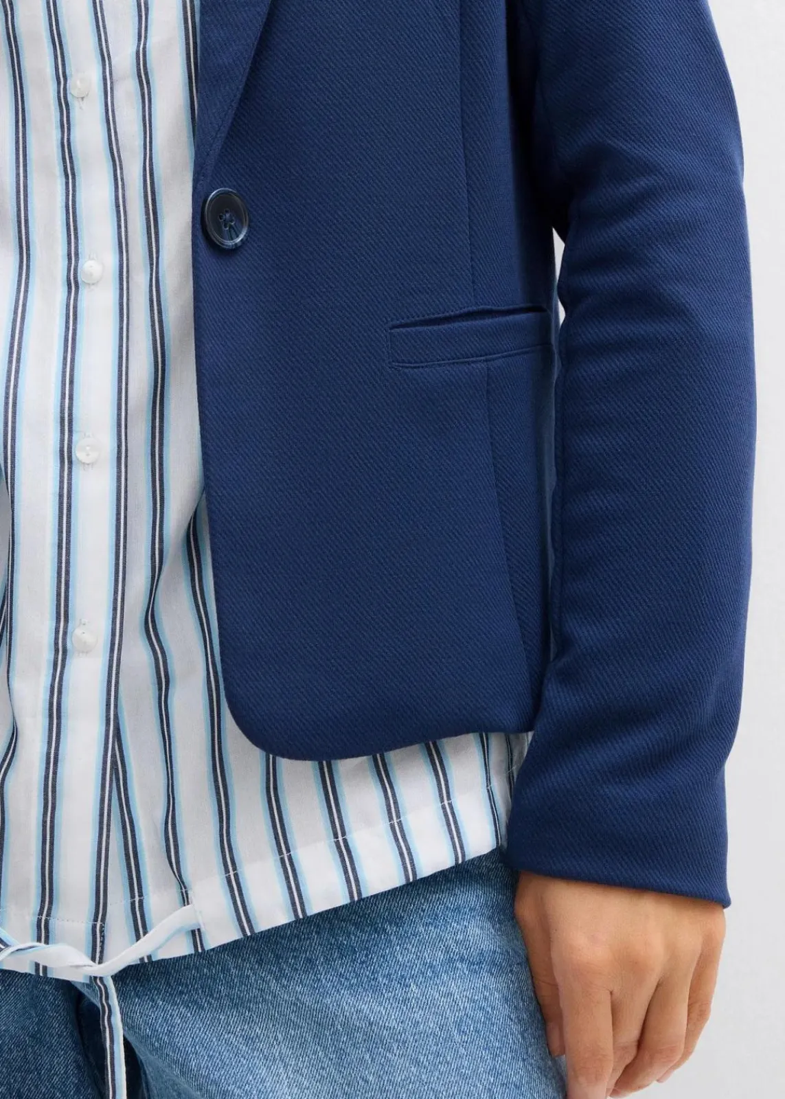 bonprix Sweat|Blazer^Sweatblazer mit fließender Viskose dunkelblau