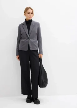 bonprix Bekleidung·Basics|Bekleidung·Blusen & Tuniken^Sweatblazer mit fließender Viskose anthrazit