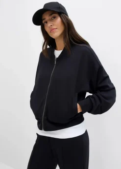 bonprix Bekleidung·Hosen|Jacken & Mäntel^Sweatblouson aus softem Viskose-Mix schwarz